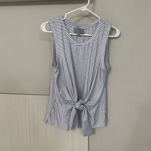 Women’s Tie Front Tank Size Small Blue & White